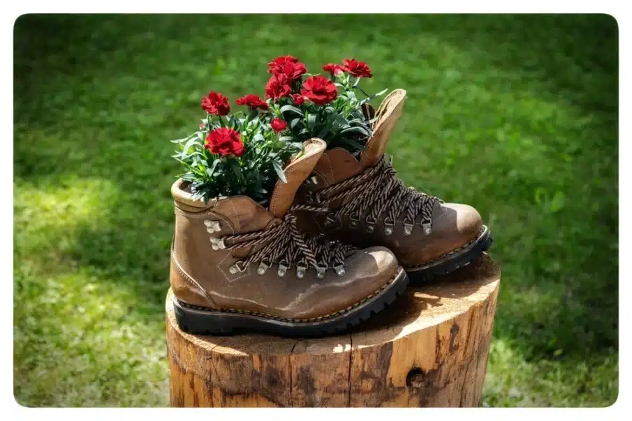 Repurpose Old Shoes Or Boots As Planters For Small Herbs Or Flowers